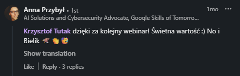 Opinia od Uczestnik 11